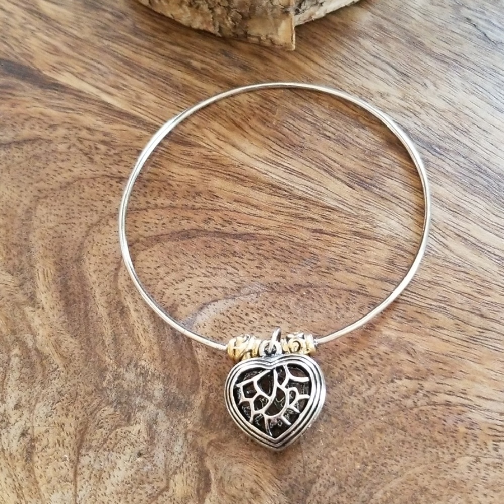 Simple Silver Heart Bangle